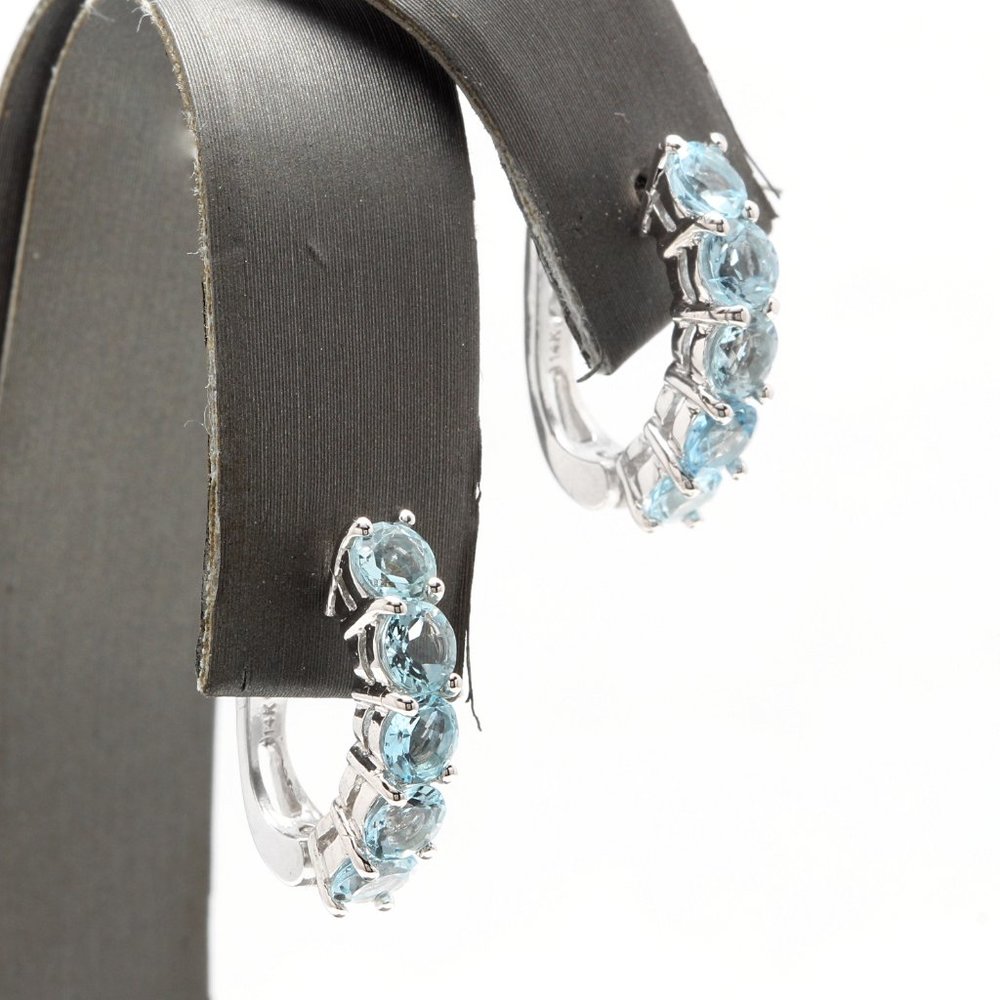 Exquisite 2.50Ct  Aquamarine 14KW Gold Earrings